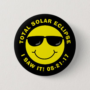 Total Solar Eclipse Cool Emoji Face 6 Cm Round Badge