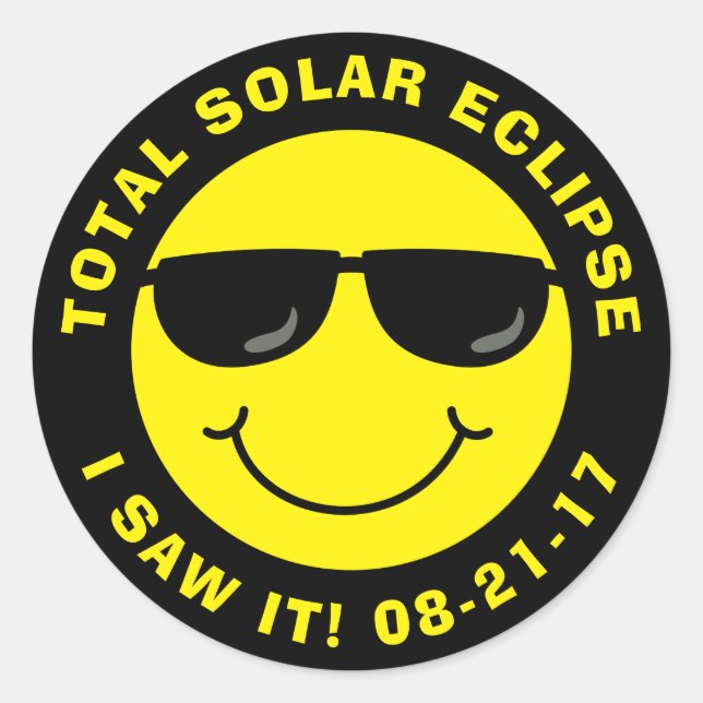 Total Solar Eclipse Cool Face Classic Round Sticker (Front)