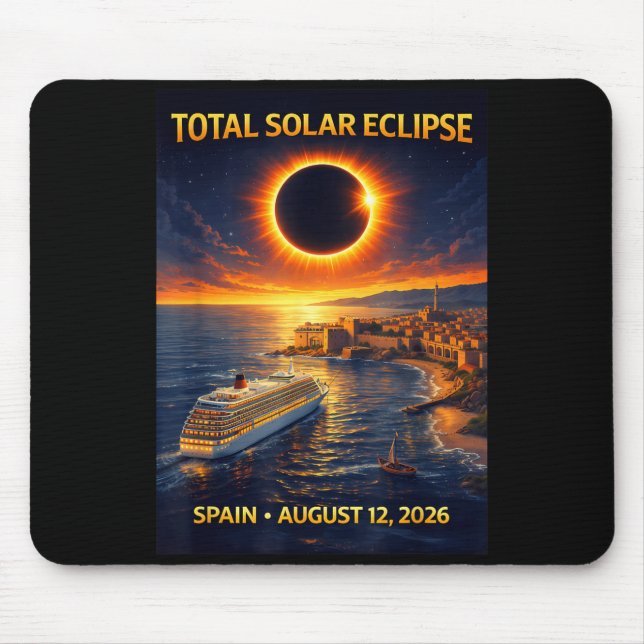 Total Solar Eclipse Cruise 2026 Spain August 12 Mouse Pad (Front)