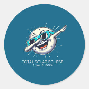 Total Solar Eclipse Dabbing Moon Classic Round Sticker