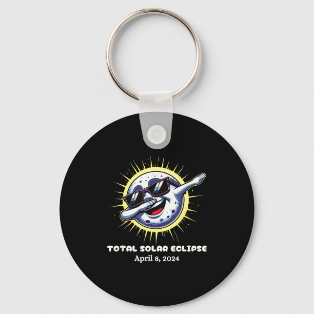 Total Solar Eclipse Dabbing Moon Key Ring (Front)