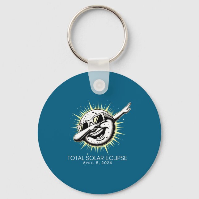 Total Solar Eclipse Dabbing Moon Key Ring (Front)