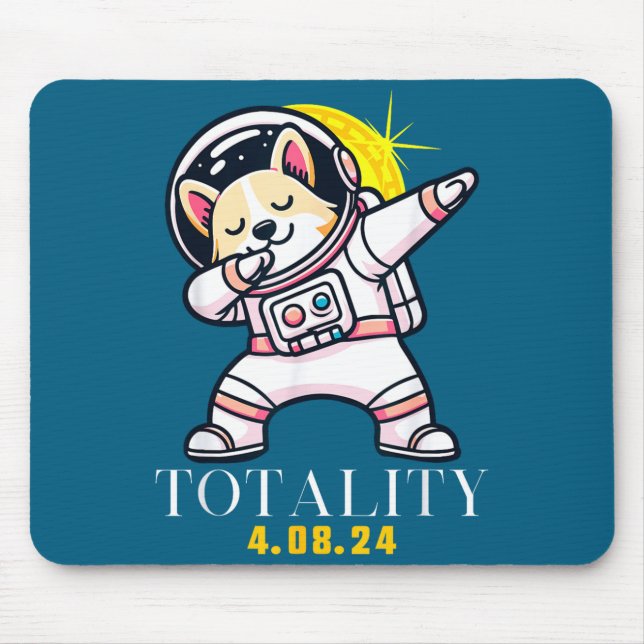 Total Solar Eclipse Dabbing Shiba Illustration Mouse Pad (Front)