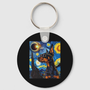 Total Solar Eclipse Doberman Dog Key Ring