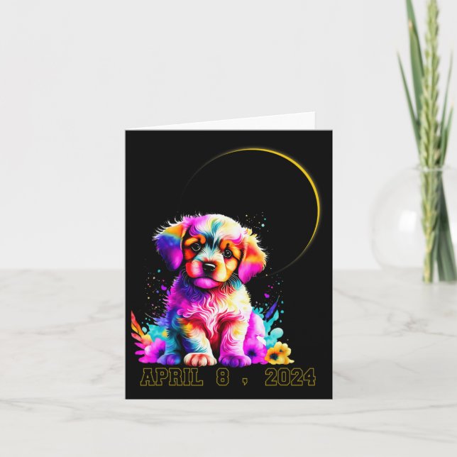 Total Solar Eclipse Dog 2024 Totality Spring April Card (Front)