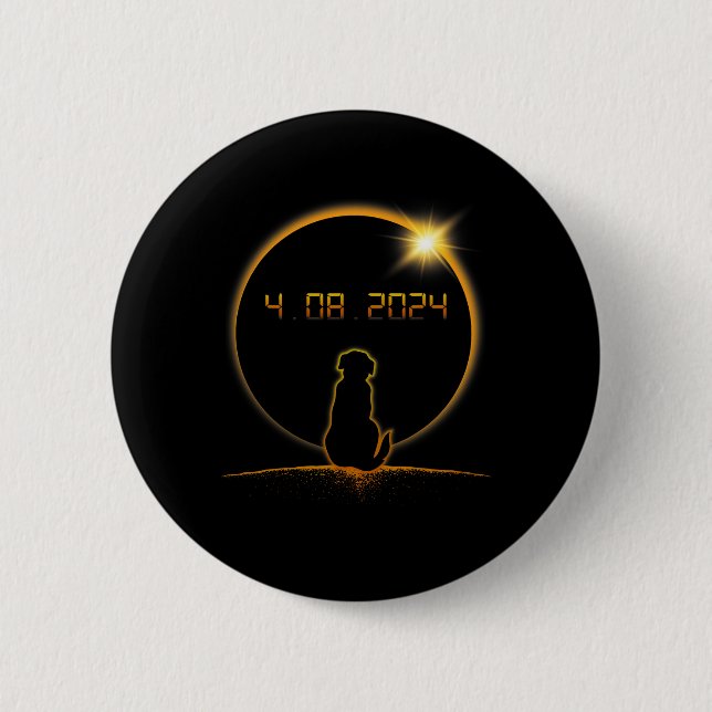 Total Solar Eclipse Dog  6 Cm Round Badge (Front)