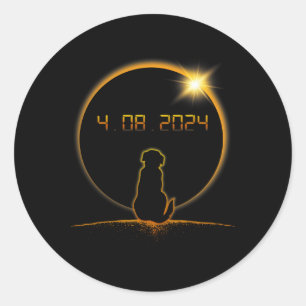 Total Solar Eclipse Dog Classic Round Sticker