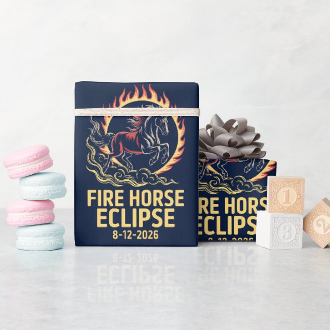 Total Solar Eclipse Fire Horse Birthday Wrapping  Paper (Baby Shower)