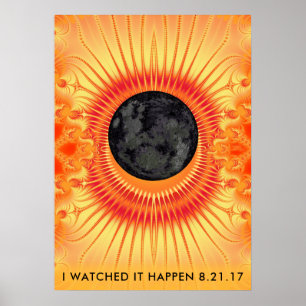 Total Solar Eclipse Fractal Art Poster