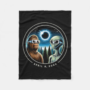 Total Solar Eclipse Funny Bigfoot Alien April Date Fleece Blanket