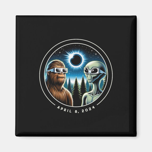 Total Solar Eclipse Funny Bigfoot Alien April Date Magnet (Front)
