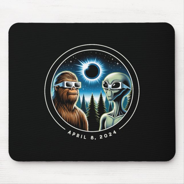Total Solar Eclipse Funny Bigfoot Alien April Date Mouse Pad (Front)