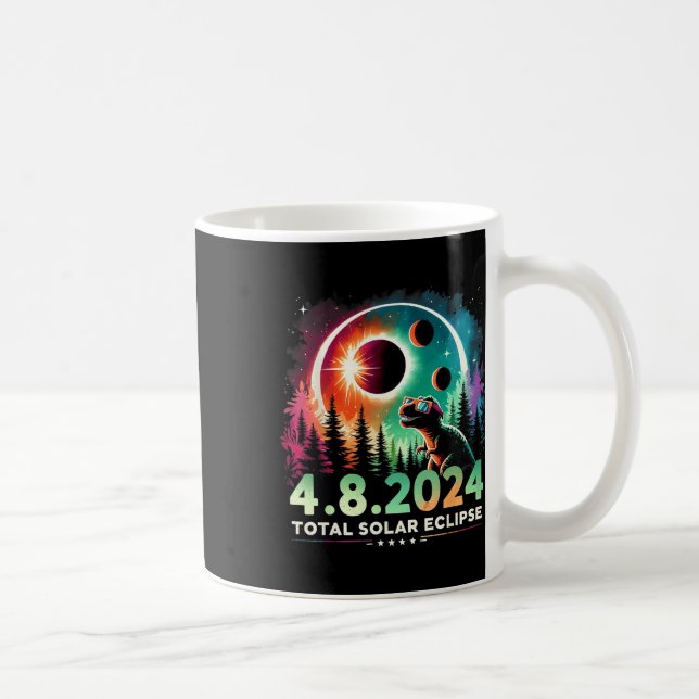 Total Solar Eclipse Funny Dinosaur Wearing Gles  Coffee Mug (Right)
