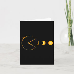 Total Solar Eclipse Funny Gamer Eating Solar Men B Card