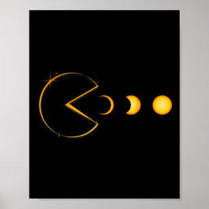 Total Solar Eclipse Funny Gamer Eating Solar Men B Poster
