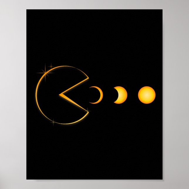 Total Solar Eclipse Funny Gamer Eating Solar Men B Poster (Front)