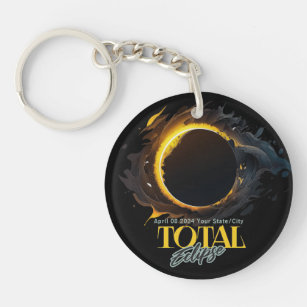 Total Solar Eclipse Gift 2024 Your City State  Key Ring