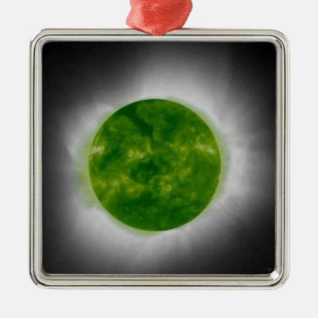 Total Solar Eclipse Green Corona Metal Tree Decoration (Front)