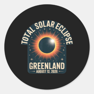 Total Solar Eclipse Greenland August 12 2026 Classic Round Sticker