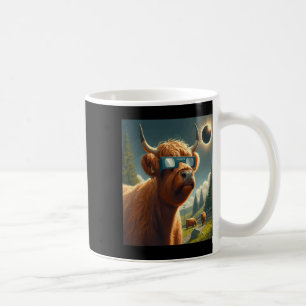 Total Solar Eclipse Highland Cow Wearing Sungles Coffee Mug