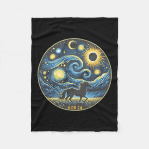 Total Solar Eclipse Horse Lover April 8 2024 Horse Fleece Blanket