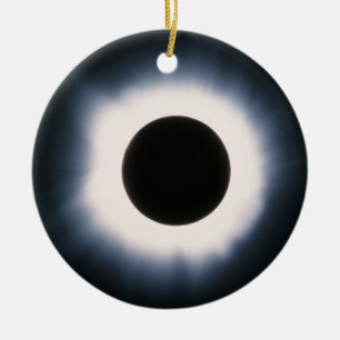 Total Solar Eclipse in Black and White Ceramic Ornament