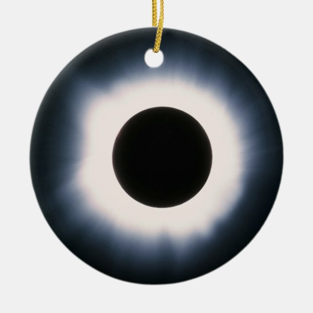 Total Solar Eclipse in Black and White Ceramic Ornament (Front)