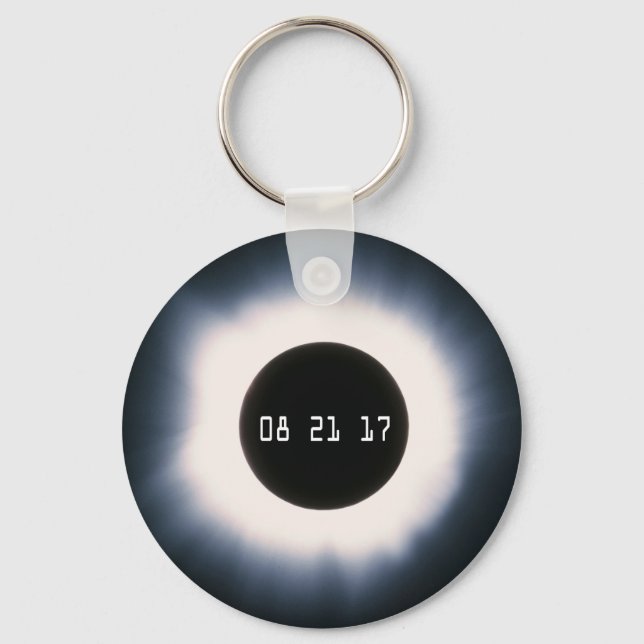 Total Solar Eclipse in Black and White Key Ring (Front)