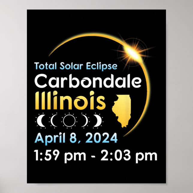 Total Solar Eclipse In Carbondale Illinois On Apri Poster (Front)