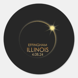 Total Solar Eclipse In Effingham Illinois 2024 Tot Classic Round Sticker