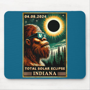 Total Solar Eclipse Indiana Bigfoot Illustration Mouse Pad