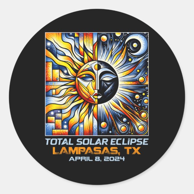 Total Solar Eclipse Lampasas Texas  Classic Round Sticker (Front)