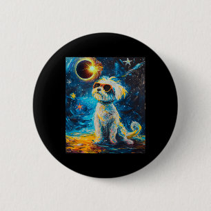 Total Solar Eclipse Maltese Dog 6 Cm Round Badge