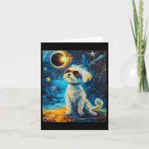 Total Solar Eclipse Maltese Dog Card