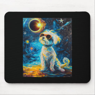 Total Solar Eclipse Maltese Dog Mouse Pad
