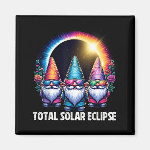 Total Solar Eclipse Matching Gnomes Illustration Magnet