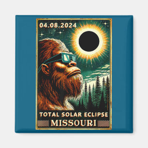 Total Solar Eclipse Missouri Bigfoot Illustration Magnet