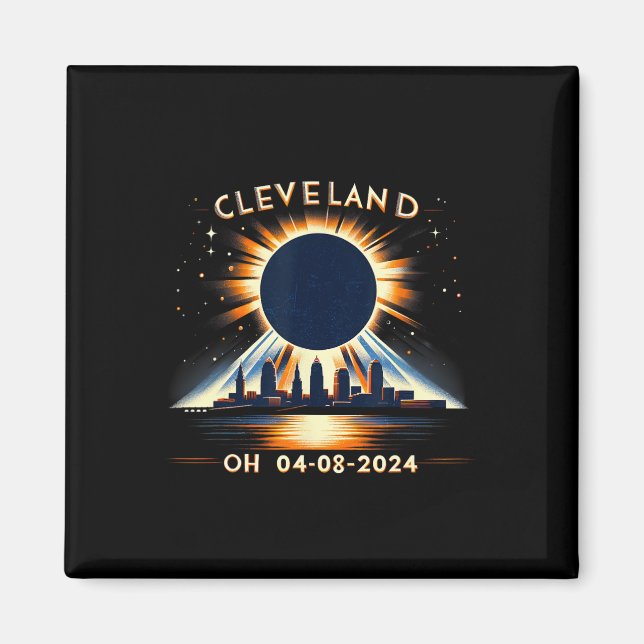 Total Solar Eclipse Oh April 08 2024 Cleveland Sol Magnet (Front)