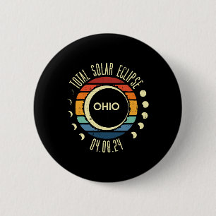 Total Solar Eclipse Ohio Sunset Retro 04.08.24 Men 6 Cm Round Badge