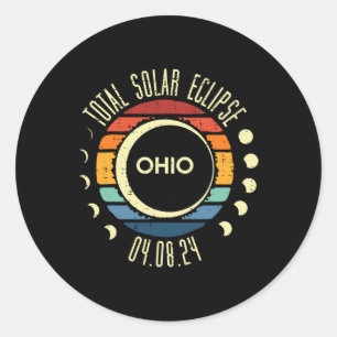Total Solar Eclipse Ohio Sunset Retro 04.08.24 Men Classic Round Sticker