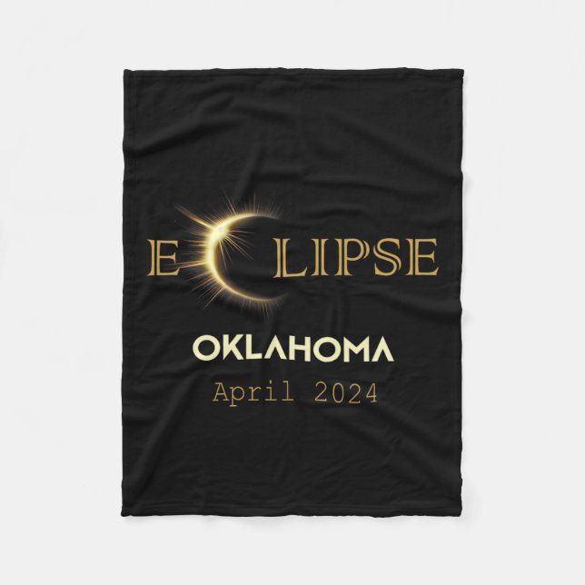 Total Solar Eclipse Oklahoma Totality April 8 2024 Fleece Blanket (Front)