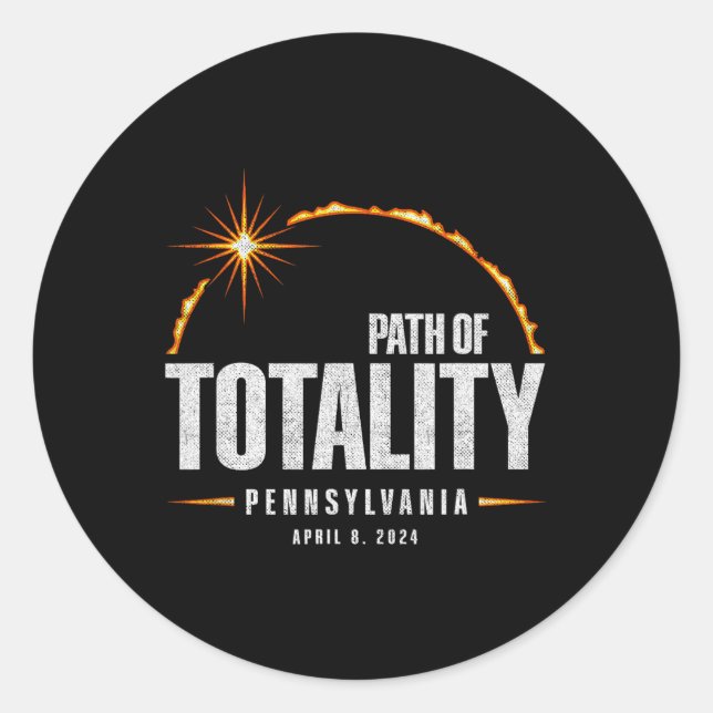 Total Solar Eclipse Pennsylvania - Total Eclipse 2 Classic Round Sticker (Front)