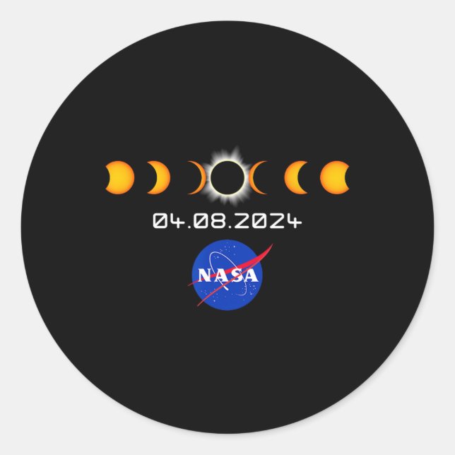 Total Solar Eclipse S 2024 April 8 Totality  Classic Round Sticker (Front)