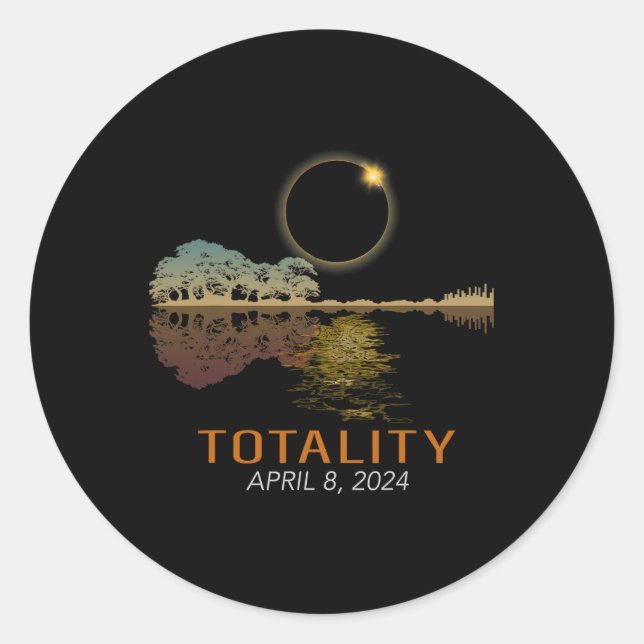 Total Solar Eclipse Shirt Totality Eclipse Guitar  Classic Round Sticker (Front)