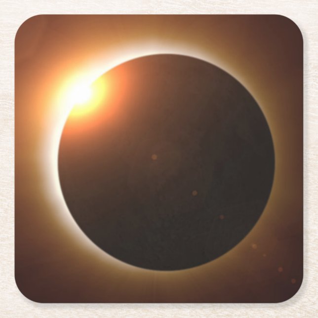 Total Solar Eclipse Square Paper Coaster (Front)