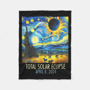 Total Solar Eclipse Starry Night Fleece Blanket