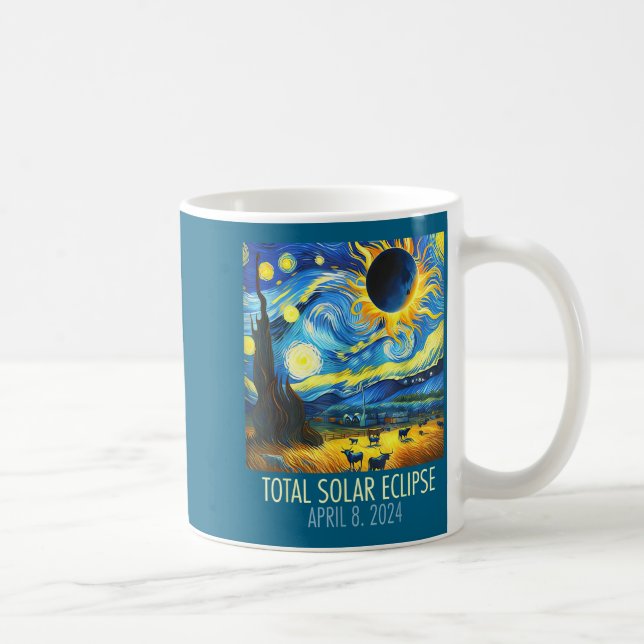 Total Solar Eclipse Starry Night Illustration Coffee Mug (Right)