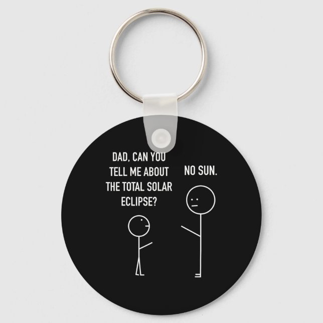 Total Solar Eclipse Stick Figure Humour Astrology  Key Ring (Front)