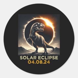 Total Solar Eclipse T-rex April 8 2024 America Sol Classic Round Sticker