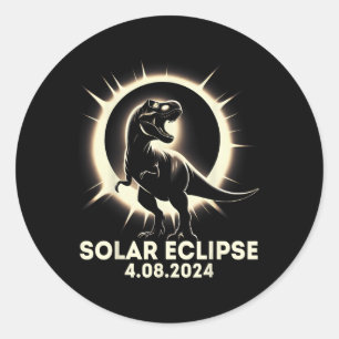 Total Solar Eclipse T-rex April 8 2024 America Sol Classic Round Sticker